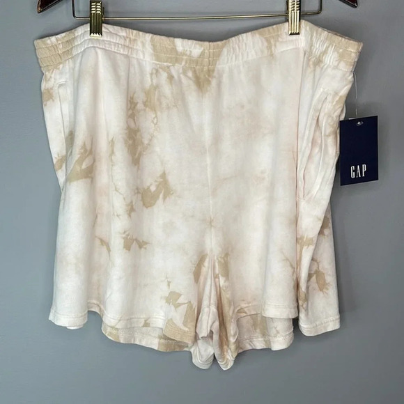 GAP NWT Tan Tie-Dye Vintage Look Shorts with Pockets Elastic Waist Size XXL - Picture 8 of 8